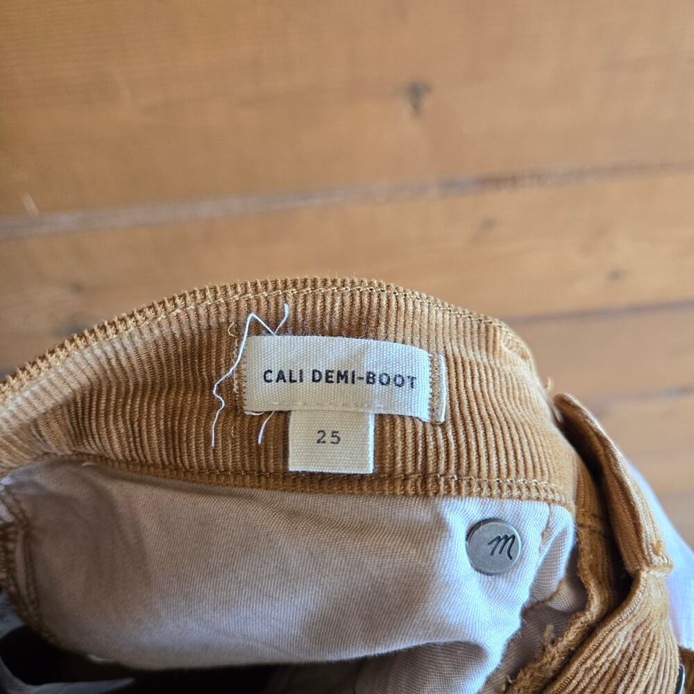Madewell Jean Corduroy Cali Demi-Boot Pant 25 Crop Flare Raw Hem Brown Fall - Picture 6 of 6